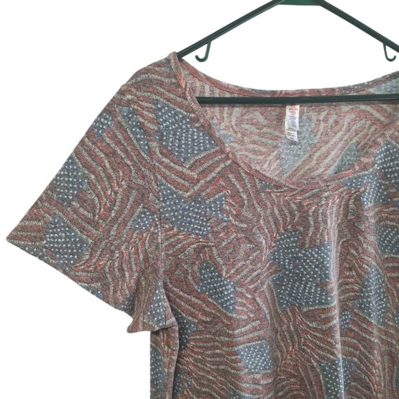 Lularoe Flag Tee Shirt Womens Plus Size 2XL Faded Style Short Sleeve - Picture 4 of 8